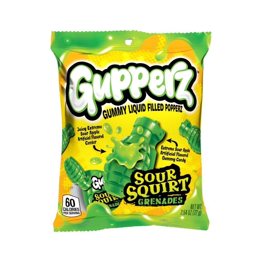 Gupperz Sour Squirt Grenade, bonbons liquides de 72g