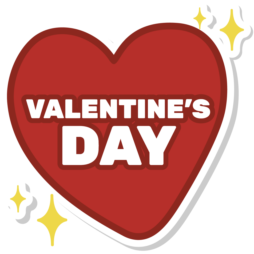 icona cuore con scritta Valentine's day