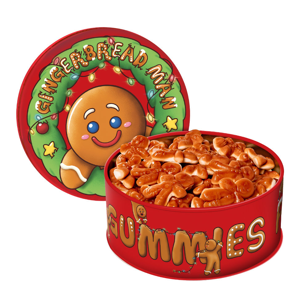 Wunnie Bucket Gingerbread Man, boîte de bonbons gélifiés en forme de bonhomme en pain d'épice de 700gr