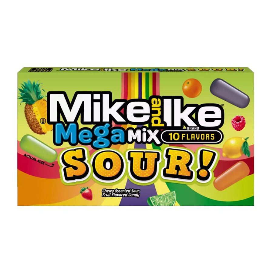 Mike and Ike Mega Mix Sour caramelle aspre al gusto di frutta da 120g.