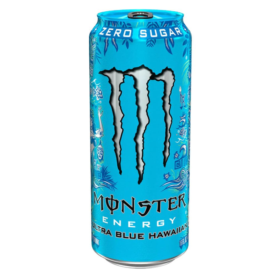 Confezione da 473ml, bevanda energetica al gusto lampone e frutti tropicali Monster.