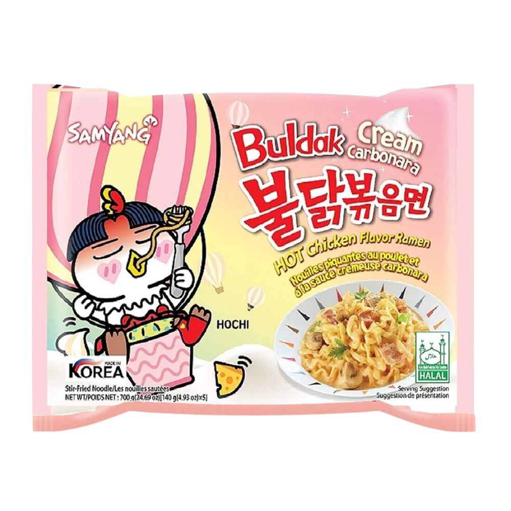 Samyang Buldak Cream Carbonara Hot Chicken, noodles al gusto di carbonara da 140g.