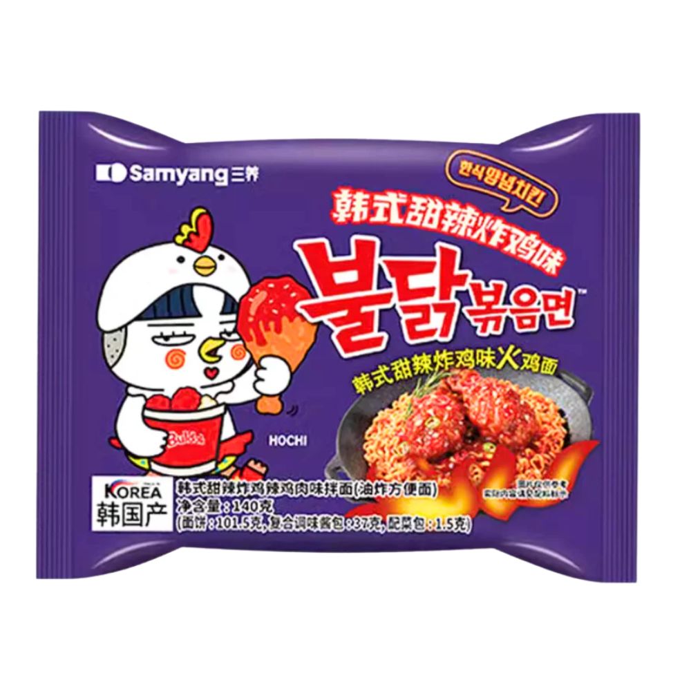 Samyang Buldak Sweet & Spicy Chicken Ramen, noodles piccanti da 140g.
