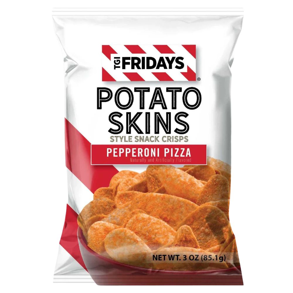 TGI Fridays Potato Skins Pepperoni Pizza, chips au goût de pizza de 85g