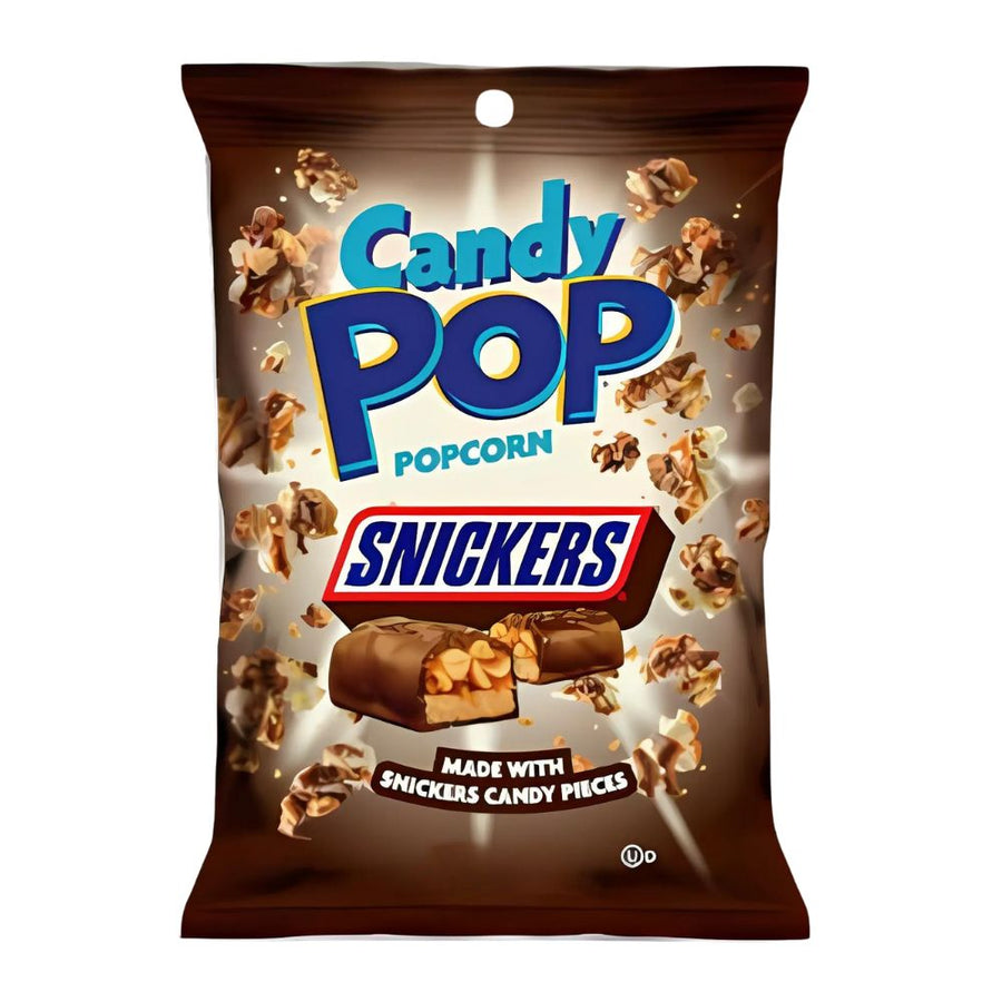 Confezione da 28g di popcorn al cioccolato a gusto di Snickers Candy Pop Snickers