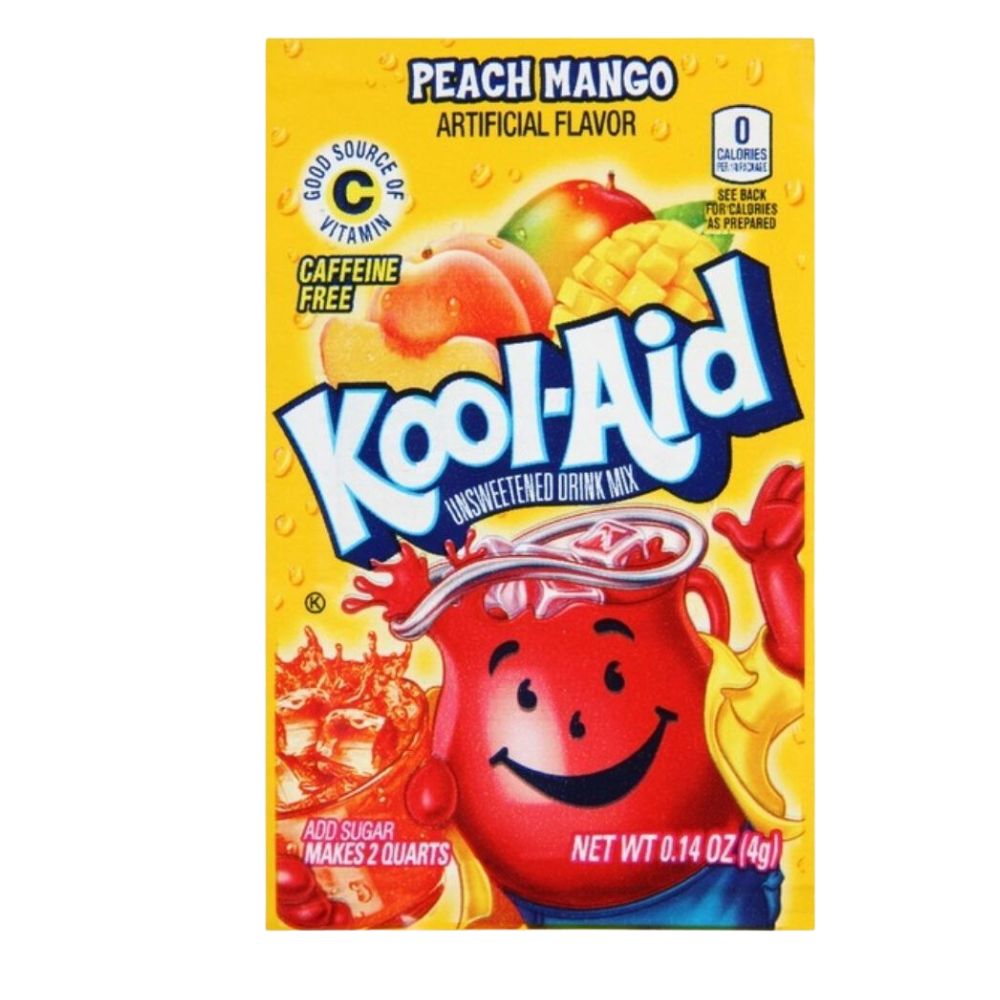 Confezione da 4g di preparato per bevande alla pesca e al mango Kool Aid Peach Mango
