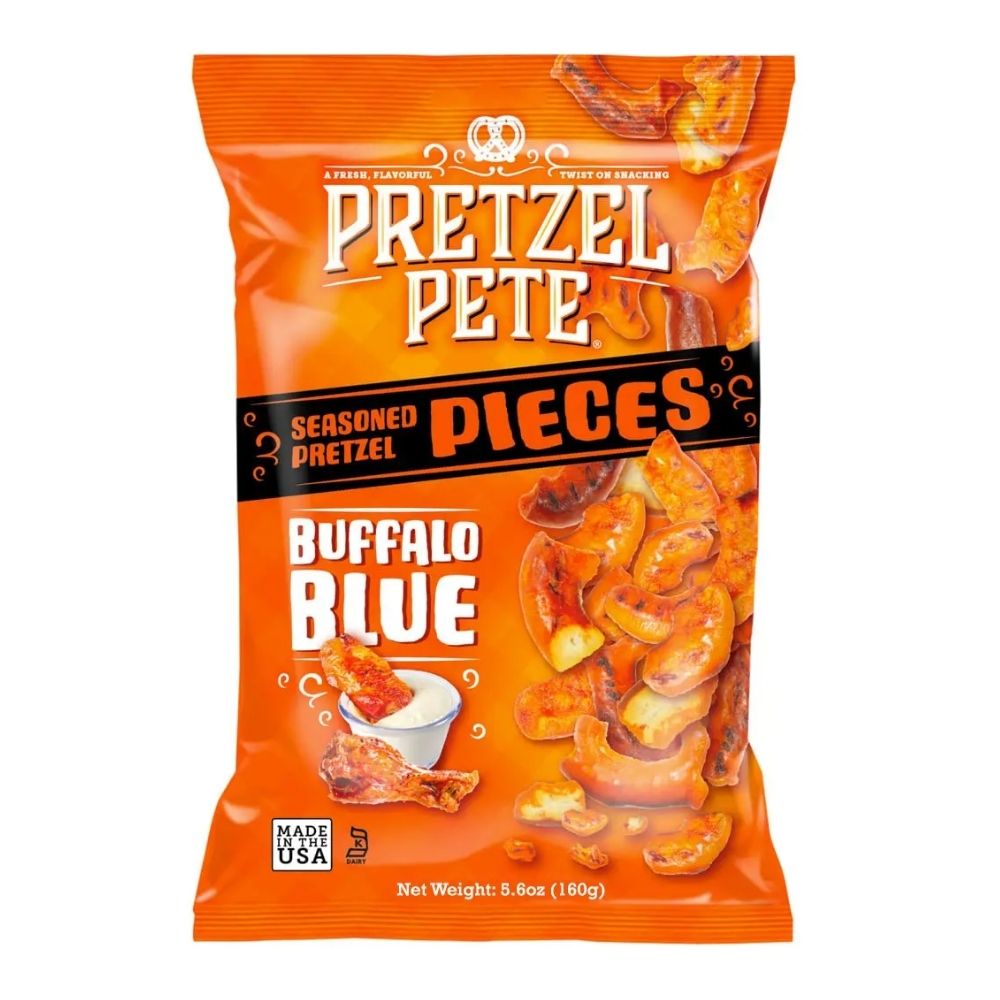 Pretzel Pete Buffalo Blue, bretzel au goût de fromage et sauce buffalo de 160g