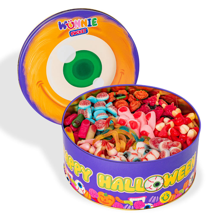 Wunnie Bucket "Joyeux Halloween", boîte de bonbons gélifiés de 3kg à composer avec vos saveurs préférées 
