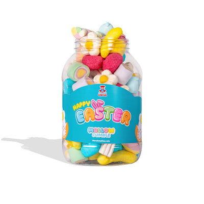 Jumble de mauve 'Joyeuses Pâques', un bocal de marshmallow à composer avec tes saveurs préférées