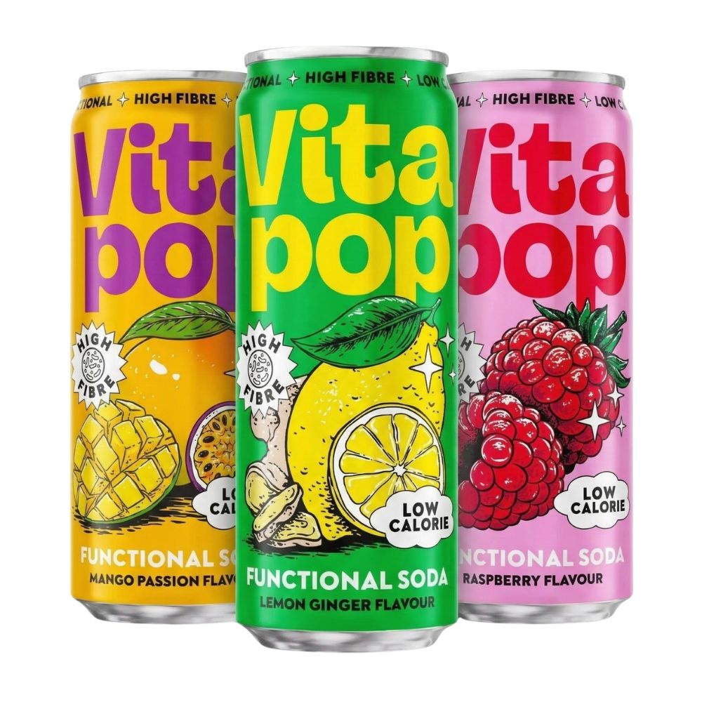 3x VITA POP (Mangue Passion, Citron Gingembre, Framboise), 3 boissons fonctionnelles de 330ml 