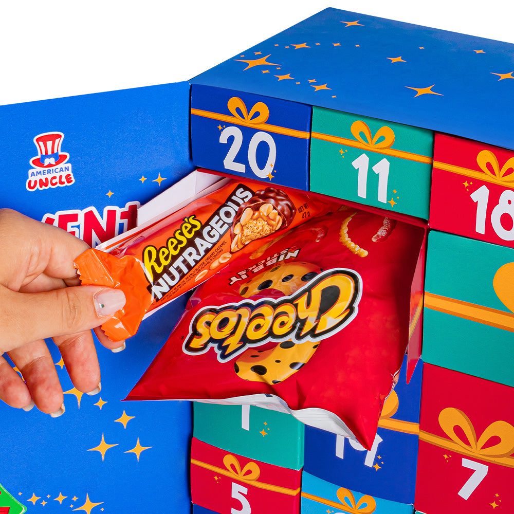 Calendrier de l'Avent Spécial 2024, boîte de +24 snack douceurs et salés surprises 