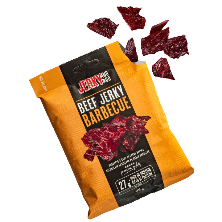 Jerky and Go Beef Jerky Barbecue, viande séchée de bœuf goût barbecue de 45g 