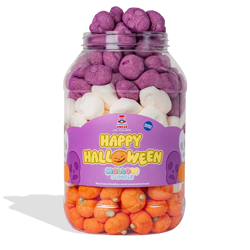 Mallow Jumble "Happy Halloween", bocal de guimauve à composer avec tes goûts préférés