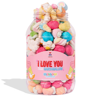Mallow Jumble "I love You more than marshmallow", bocal de marshmallows à composer avec vos saveurs préférées