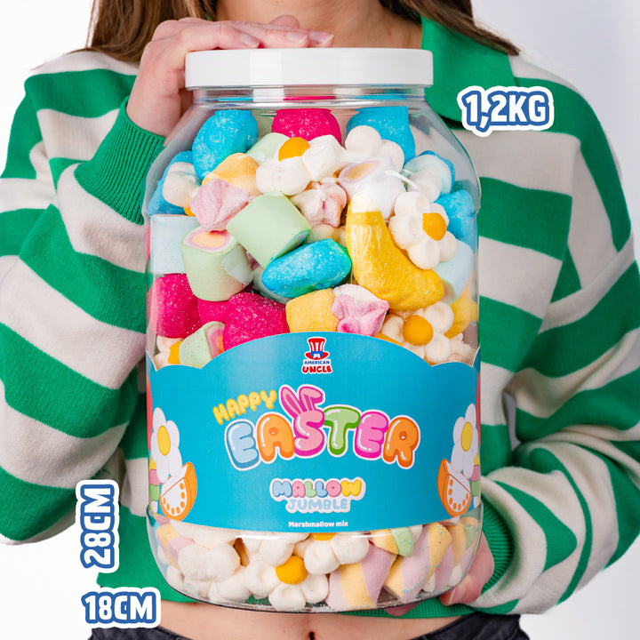 Mallow Jumble "Joyeuses Pâques", pot de marshmallow à composer avec vos goûts préférés 