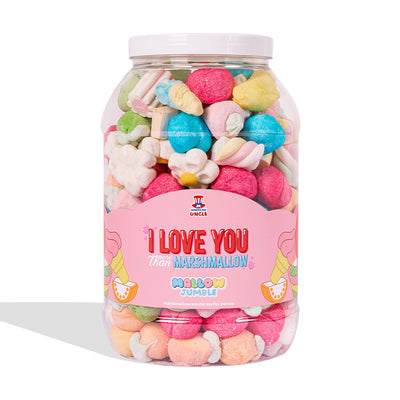 Mallow Jumble "I love You more than marshmallow", bocal de marshmallows à composer avec vos saveurs préférées