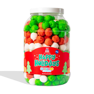 Mallow Jumble “Happy Holidays”, bocal de guimauves à composer avec vos goûts préférés