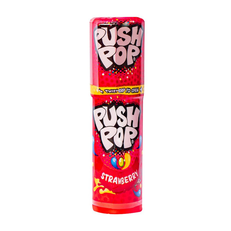 Confezione da 15g di caramella dura al gusto di fragola Push Pop.