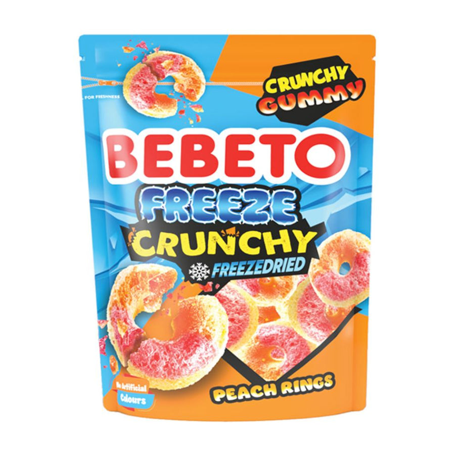 Confezione da 35g, caramelle gommose al gusto pesca liofilizzate Bebeto.