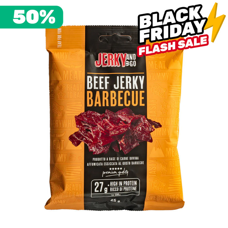 Jerky and Go Beef Jerky Barbecue, viande de bœuf séchée au goût barbecue de 45g