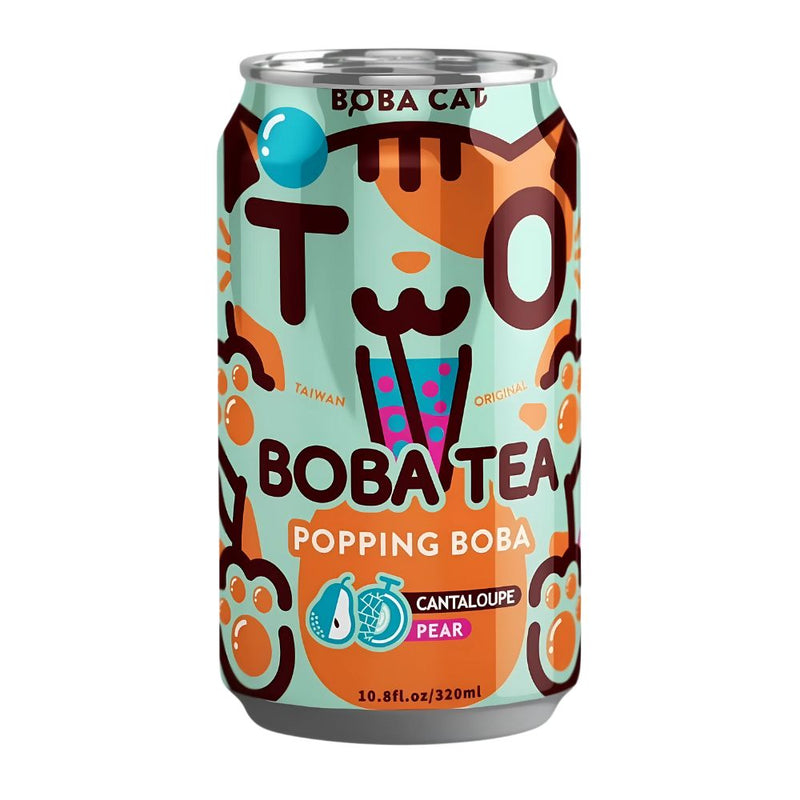 Confezione da 320ml, bubble tea melone cantalupo e pera Boba Cat.