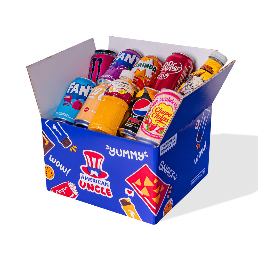 Snack box boissons d'au moins 10 boissons internationales 
