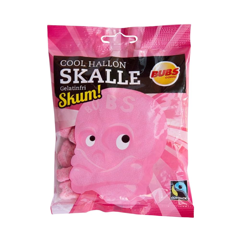 Bubs Skalle Cool Framboise, bonbons gélifiés au goût de framboise de 90g 