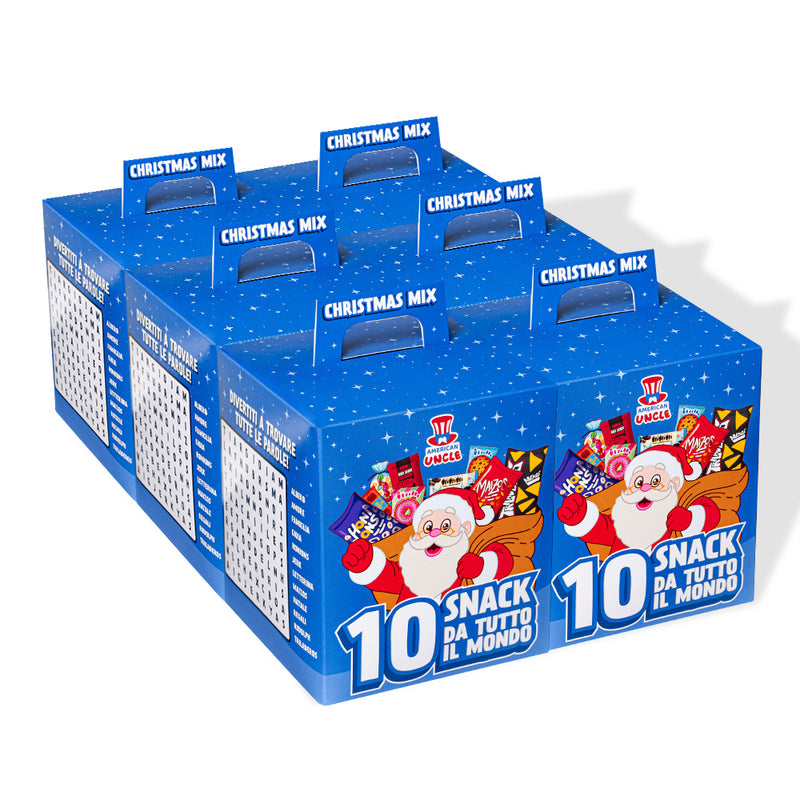 6x Christmas Mix, assortiment de 10 snack internationaux sucrés et salés 