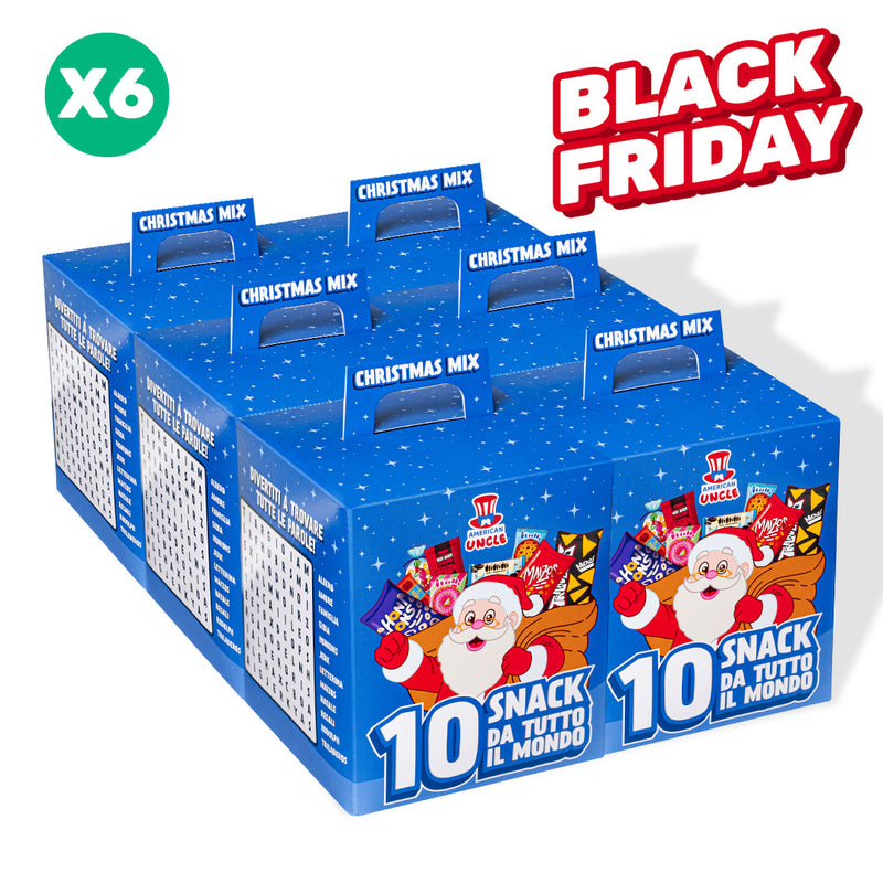 6x Christmas Mix, assortiment de 10 snack internationaux sucrés et salés 