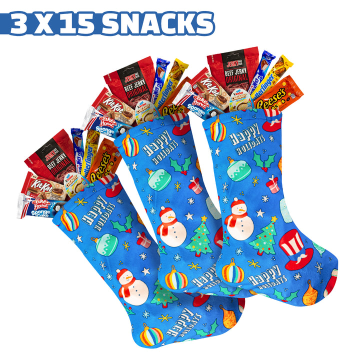 3x Chaussettes de l'Épiphanie avec au moins 15 produits sucrés et salés 