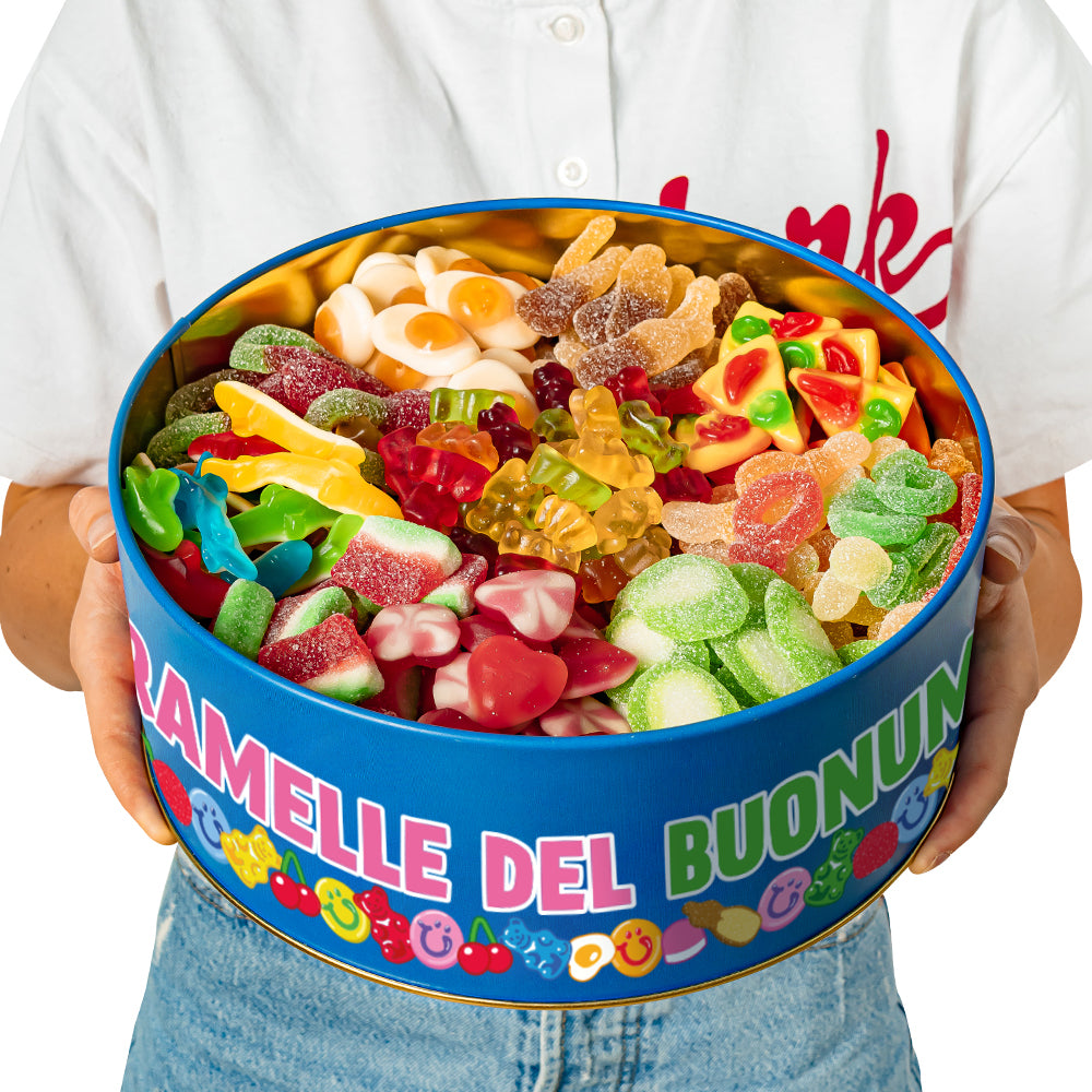 Wunnie Bucket "Ouvrez si vous avez besoin d'un rechargement", boîte de bonbons gélifiés à composer avec vos saveurs préférées - 3 kg 