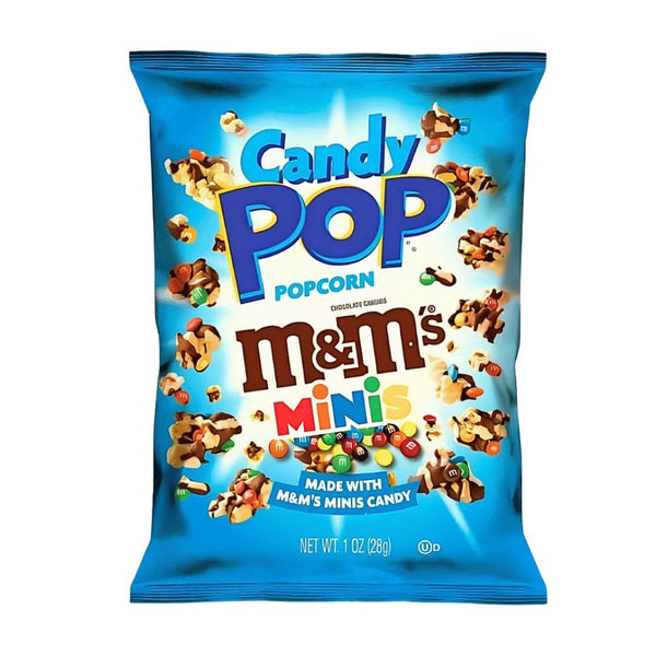 Candy Pop Popcorn M&M's Minis, popcorn enrobés de chocolat et M&M's mini de 28g 