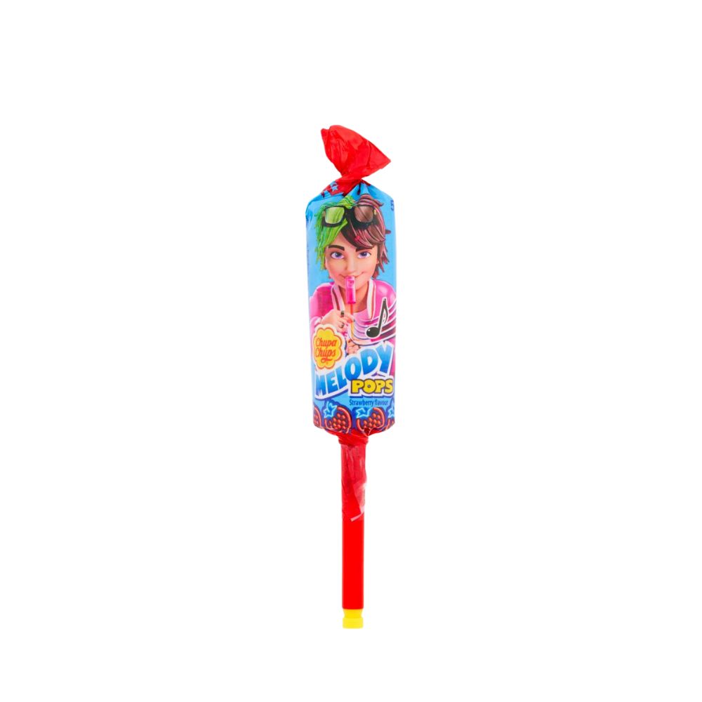 Chupa Chups Melody Pops Fraise, sucette à la fraise de 15g 