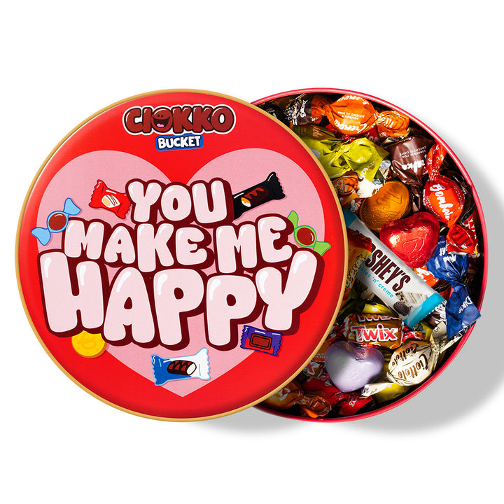 Ciokko Bucket “Tu me rends heureux”, boîte de chocolats de 1 kg à composer avec les saveurs préférées de ta moitié 