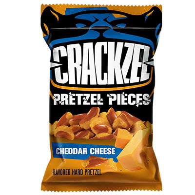 Confezione da 85g di pretzel al gusto di cheddar cheese Crackzel.