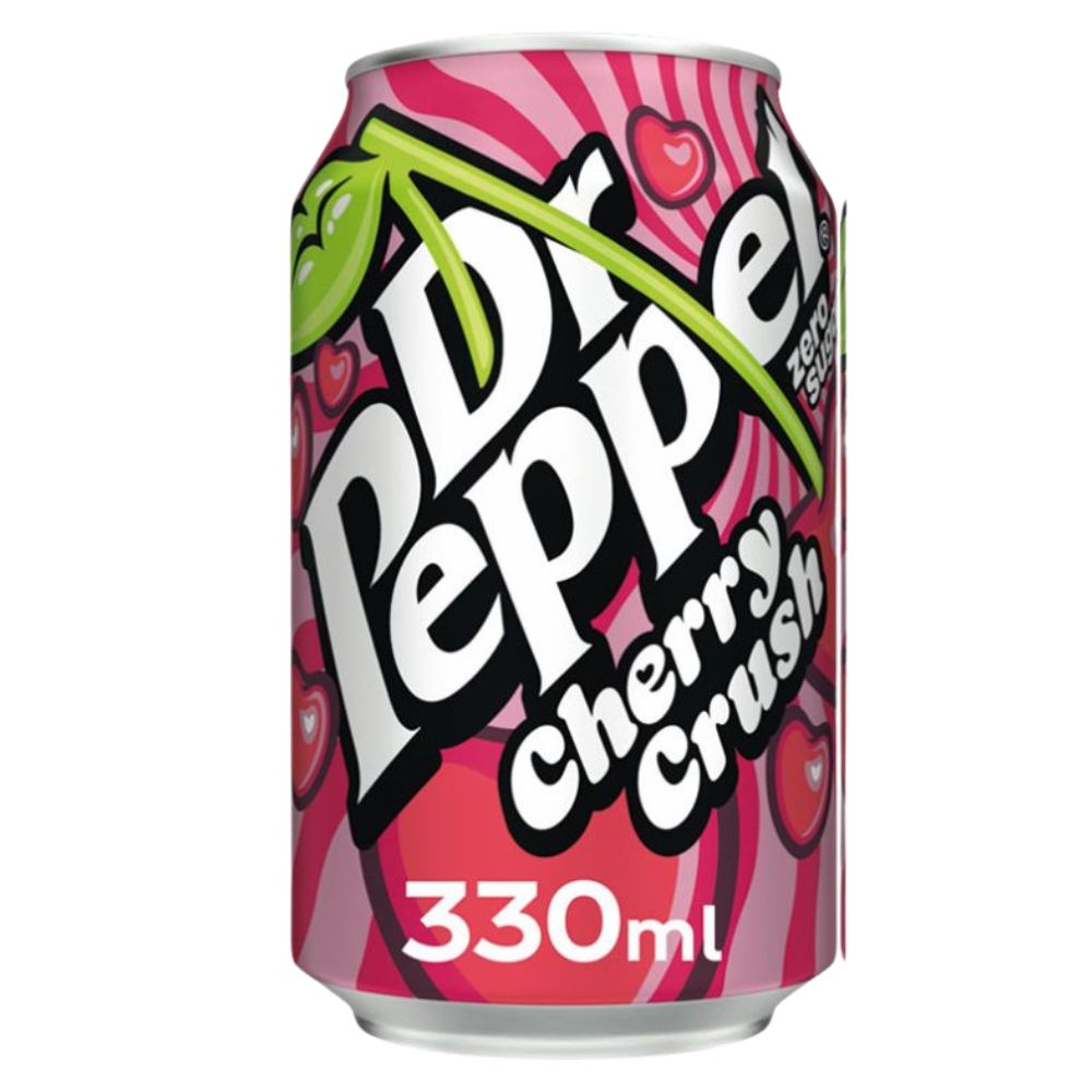 Dr Pepper Zero Cherry Crush, boisson gazeuse sans sucres au goût de cerise de 330 ml 