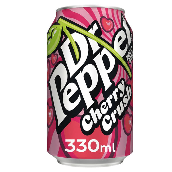 Dr Pepper Zero Cherry Crush, boisson gazeuse sans sucres au goût de cerise de 330 ml 