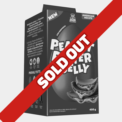 Uovo di Pasqua da 450g al cioccolato e ripieno di burro d'arachidi e marmellata ai lamponi sold out
