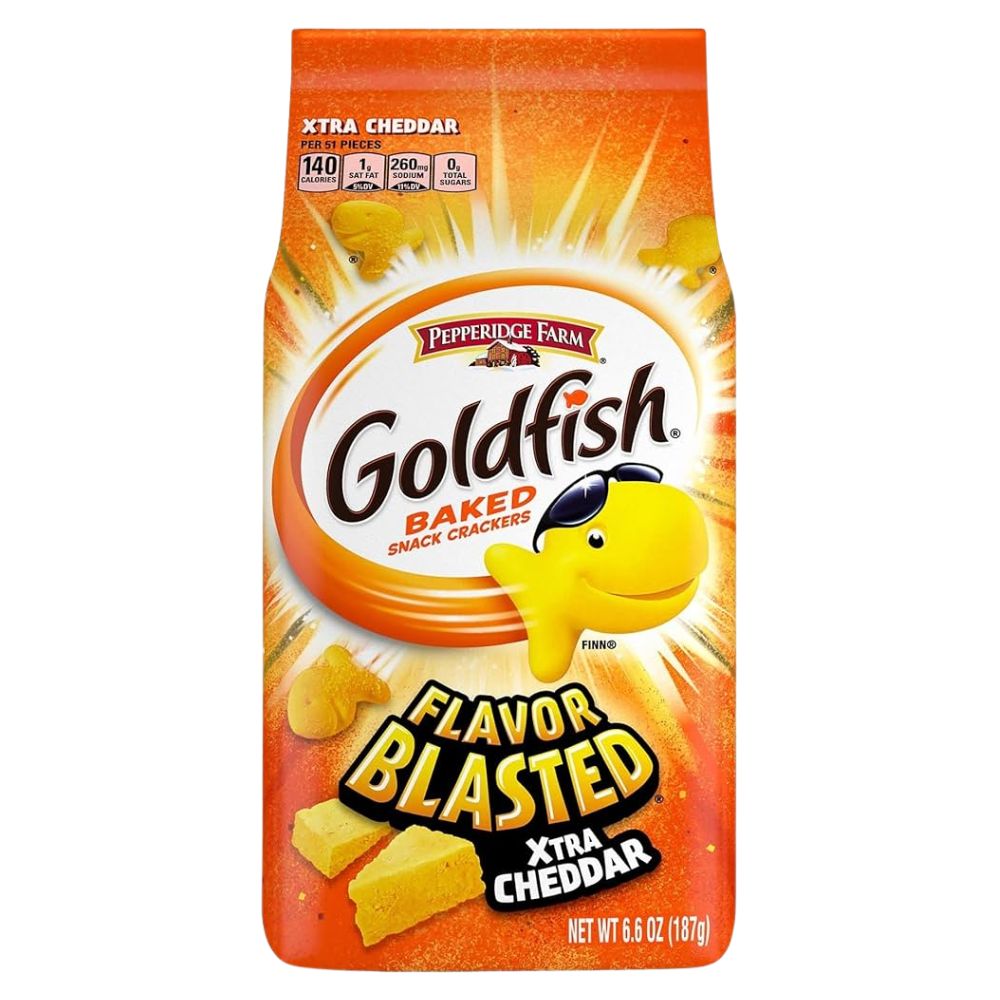 Goldfish Cracker Extra Cheddar, confezione di cracker al cheddar da 187g
