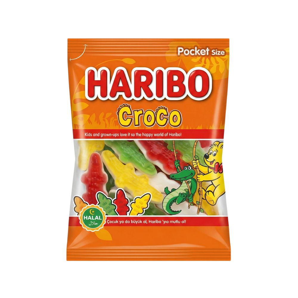 Haribo Croco Halal, caramelle gommose al gusto di frutta da 100g