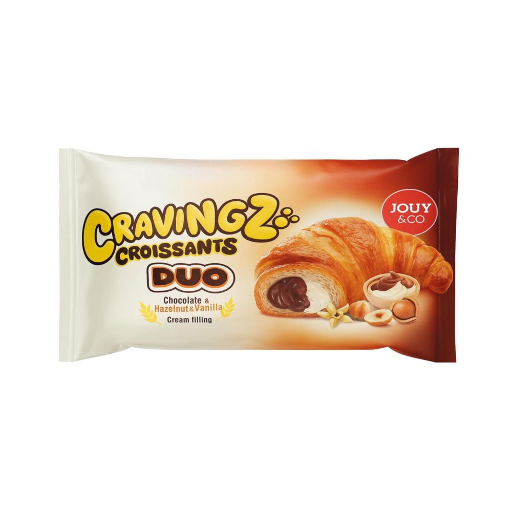 Cravingz Croissants Duo Chocolat & Vanille, croissant fourré au chocolat et à la vanille de 45g 