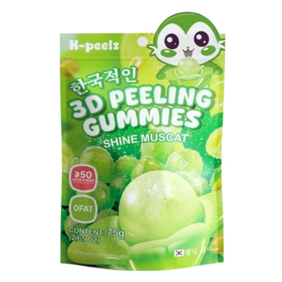 K-peelz 3D Peeling Gummies Shine Muscat, caramelle gommose al gusto di uva da 75g.