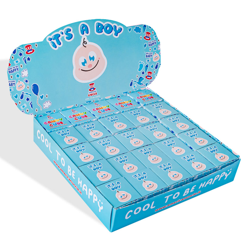 Candy Cube Kit “It’s a boy”, boîtes de bonbons gommeux de 50g idéales pour la baby shower ou naissance (25, 50 ou 75 pièces)