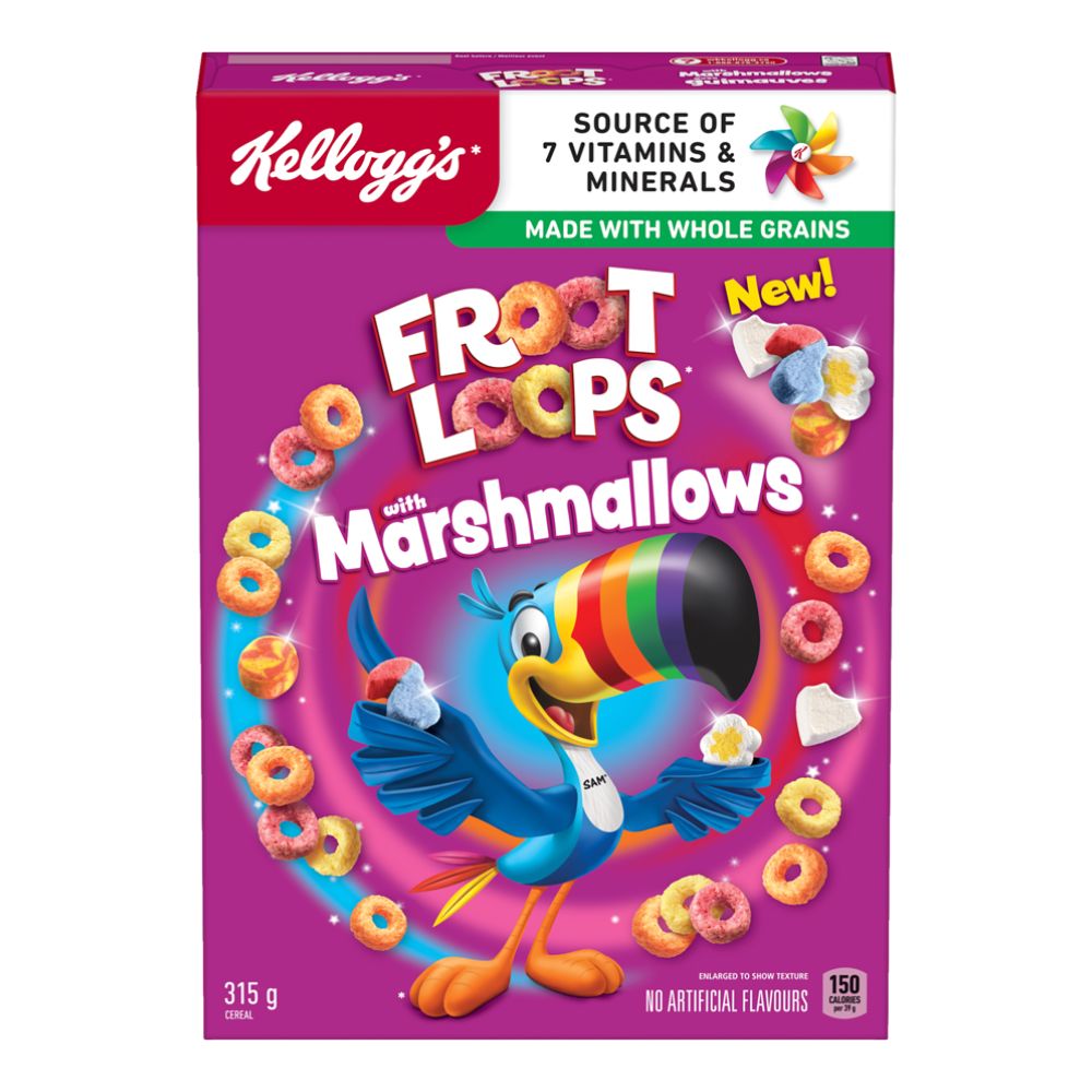 Kellogg's Froot Loops Marshmallows, céréales avec guimauves de 315g 