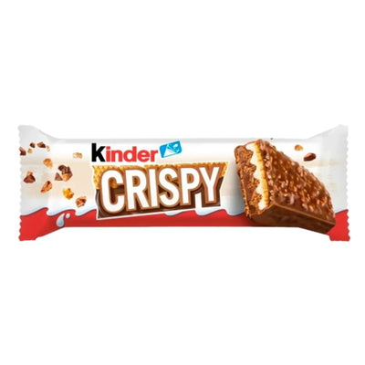 Confezione da 34g wafer ripieno di crema al latte e alle nocciole ricoperto di cioccolato Kinder.