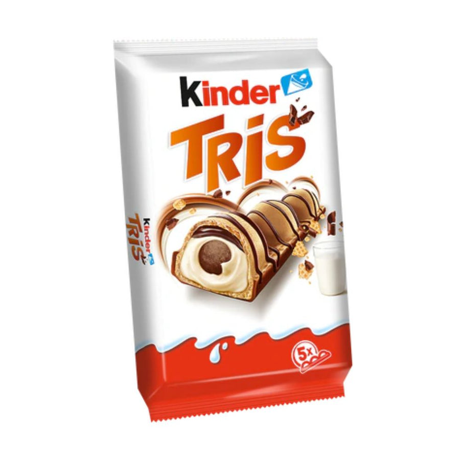 Kinder Tris, confezione da 5 crunchy wafer con crema al latte e topping al cioccolato da 100g