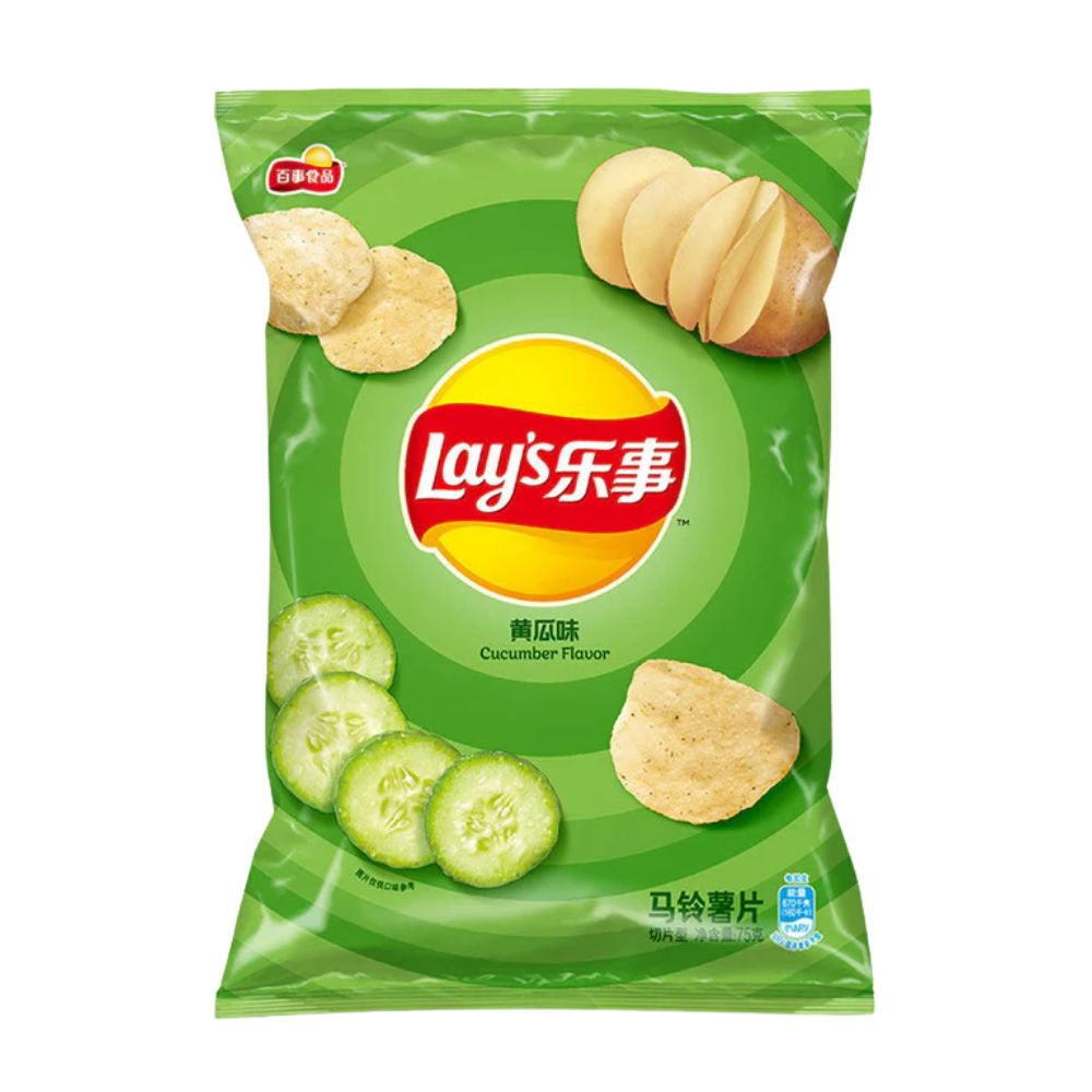 Lay's Cucumber Flavor, patatine al gusto di cetriolo da 70g.