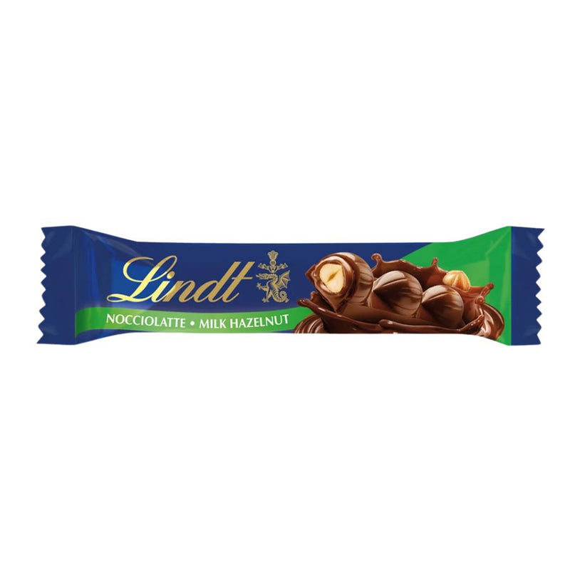Confezione da 35g, cioccolato al latte con ripieno alle nocciole e nocciole intere Lindt.