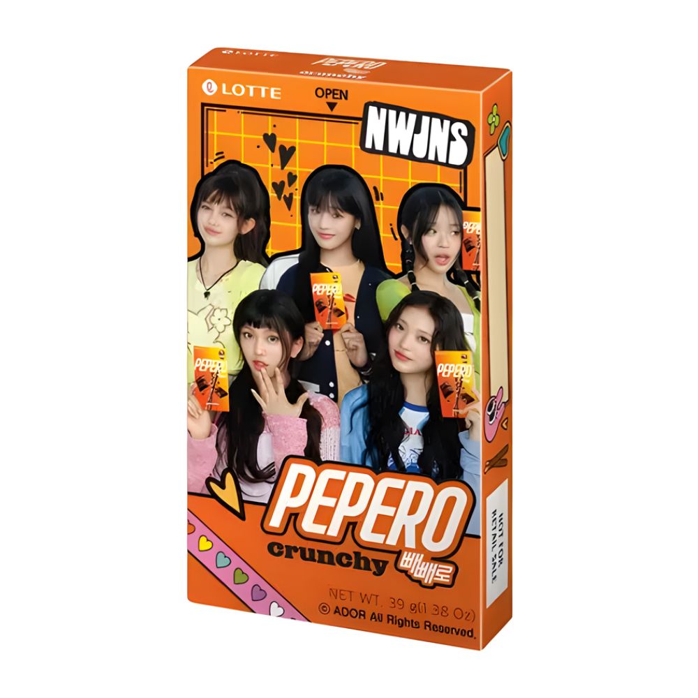 Lotte Pepero Crunchy, biscuits enrobés de chocolat croustillant de 39g.