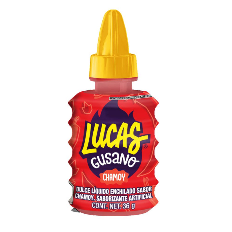 Confezione da 36g di caramella liquida al gusto di chamoy Lucas.